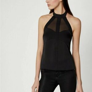 BCBG MAX AZRIA SATIN HALTER TOP BLACK